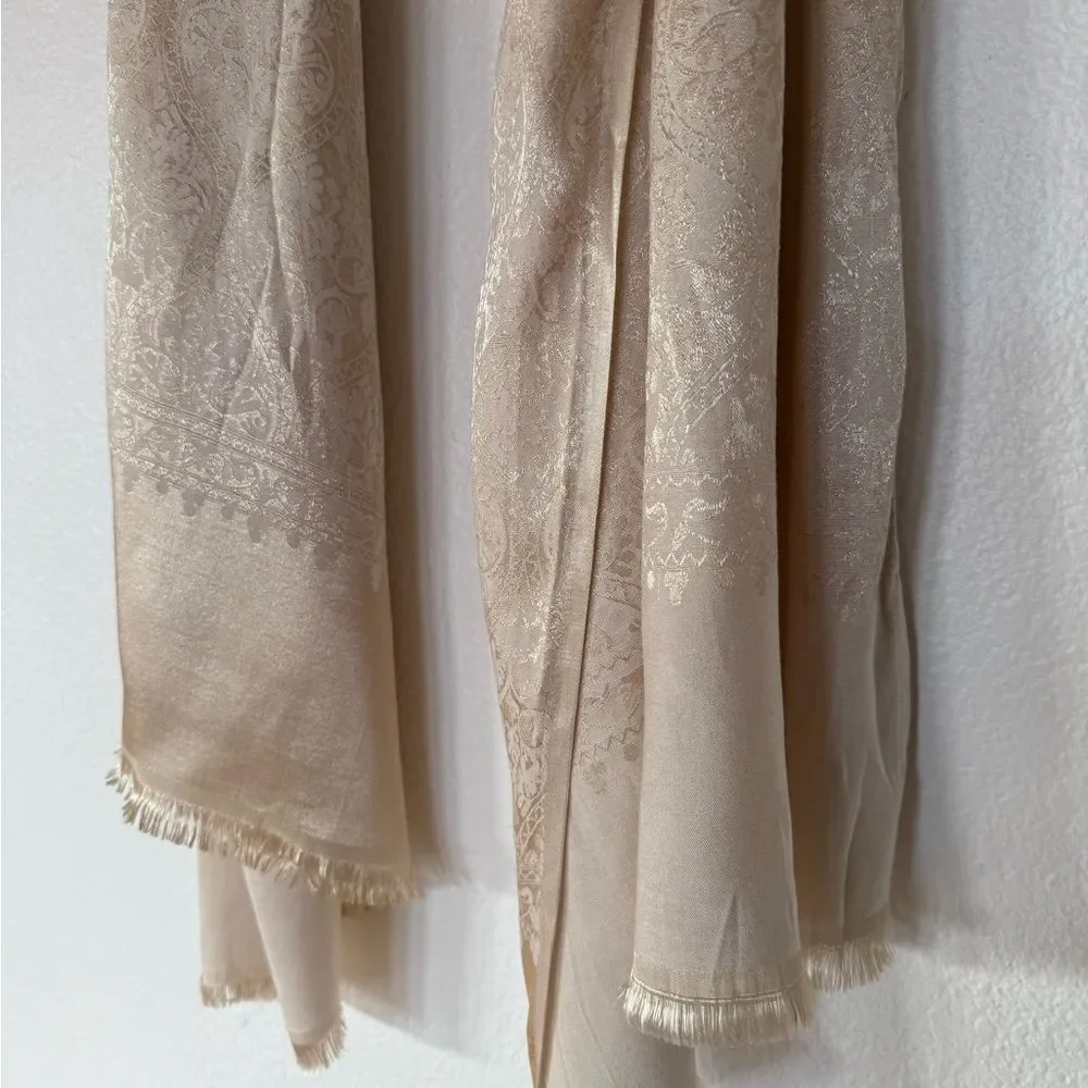 White and gold silk scarf